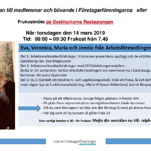 Arbetsförmedlingen informerar hos Gävles Företagarföreningar