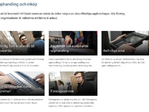 Gävle kommuns nya webbsidor för inköp och upphandling