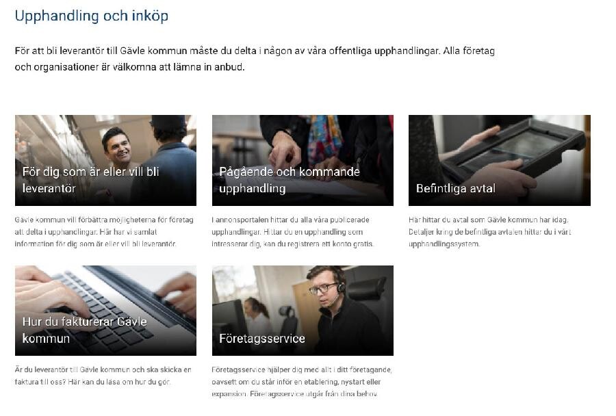 Gävle kommuns nya webbsidor för inköp och upphandling .